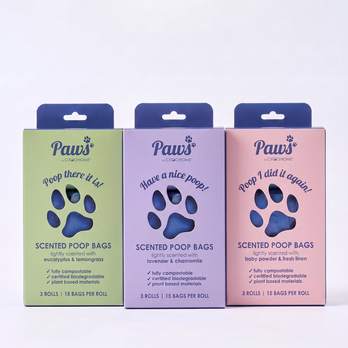 3 boxes of 3 scented poop bags with handle