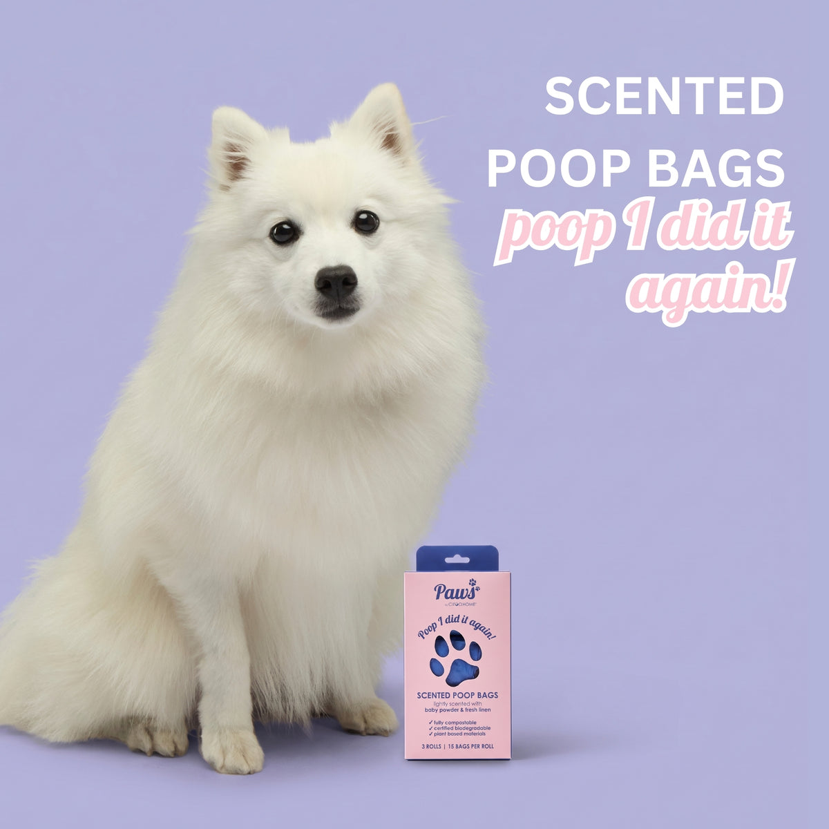 3 BOXES OF 3 SCENTED POOP BAGS WITH HANDLE - 3 ROLLS X 15 BAGS PER ROLL